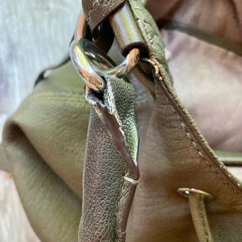 MICHAEL KORS HOBO DRAWSTRING SHOULDER BAG OLIVE ARMY GREEN PEBBLE LEATHER